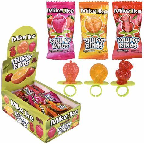 Mike & Ike Lollipop Rings 12g x 24