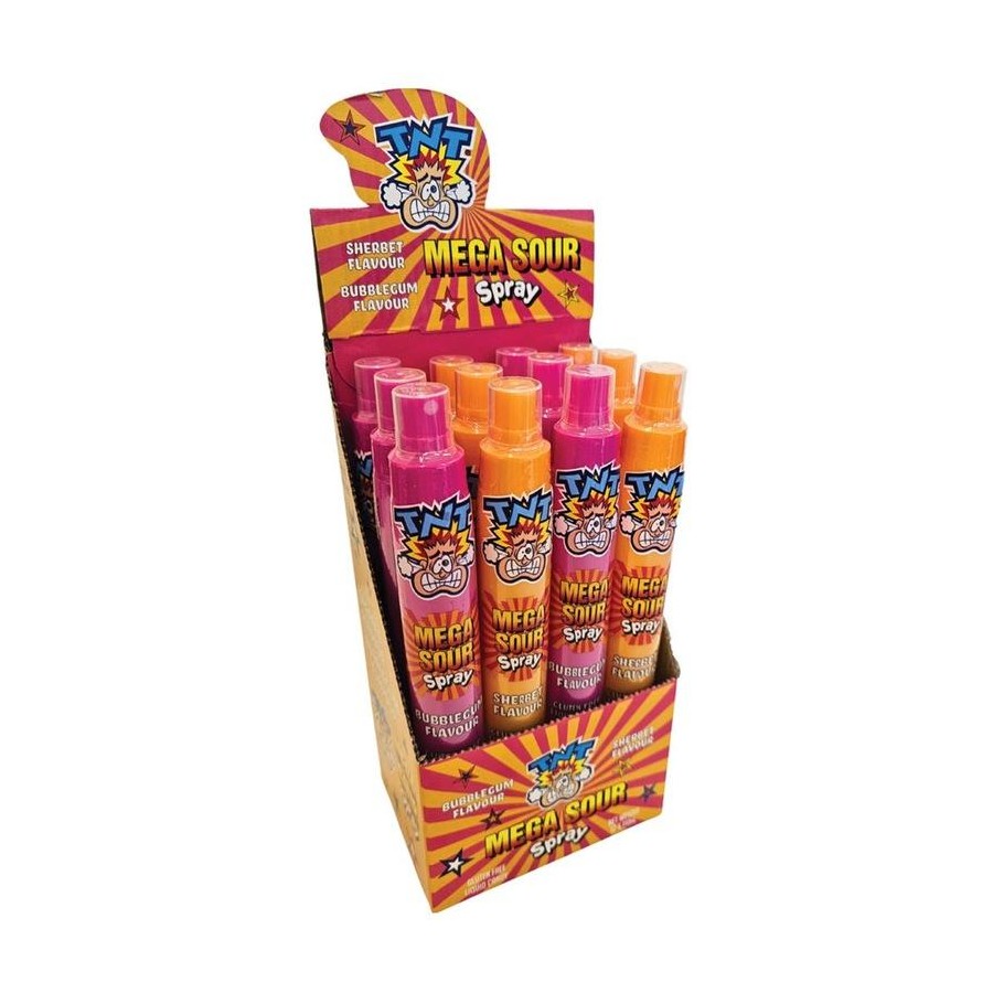 TNT Mega Sour Spray bubble gum & Sherbet x 12