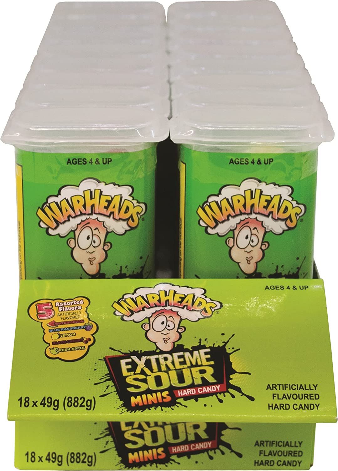 Warheads Hard Candy  Minis 49g x 18