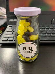 Glass Jar filled with lollies with your message