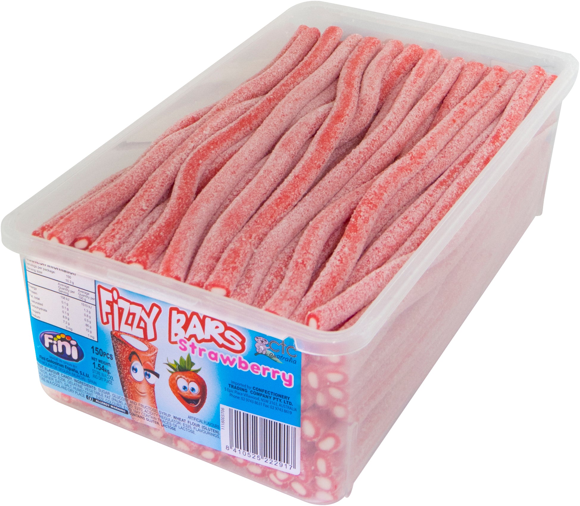 Fini Fizzy Strawberry Bars 150s No Lid